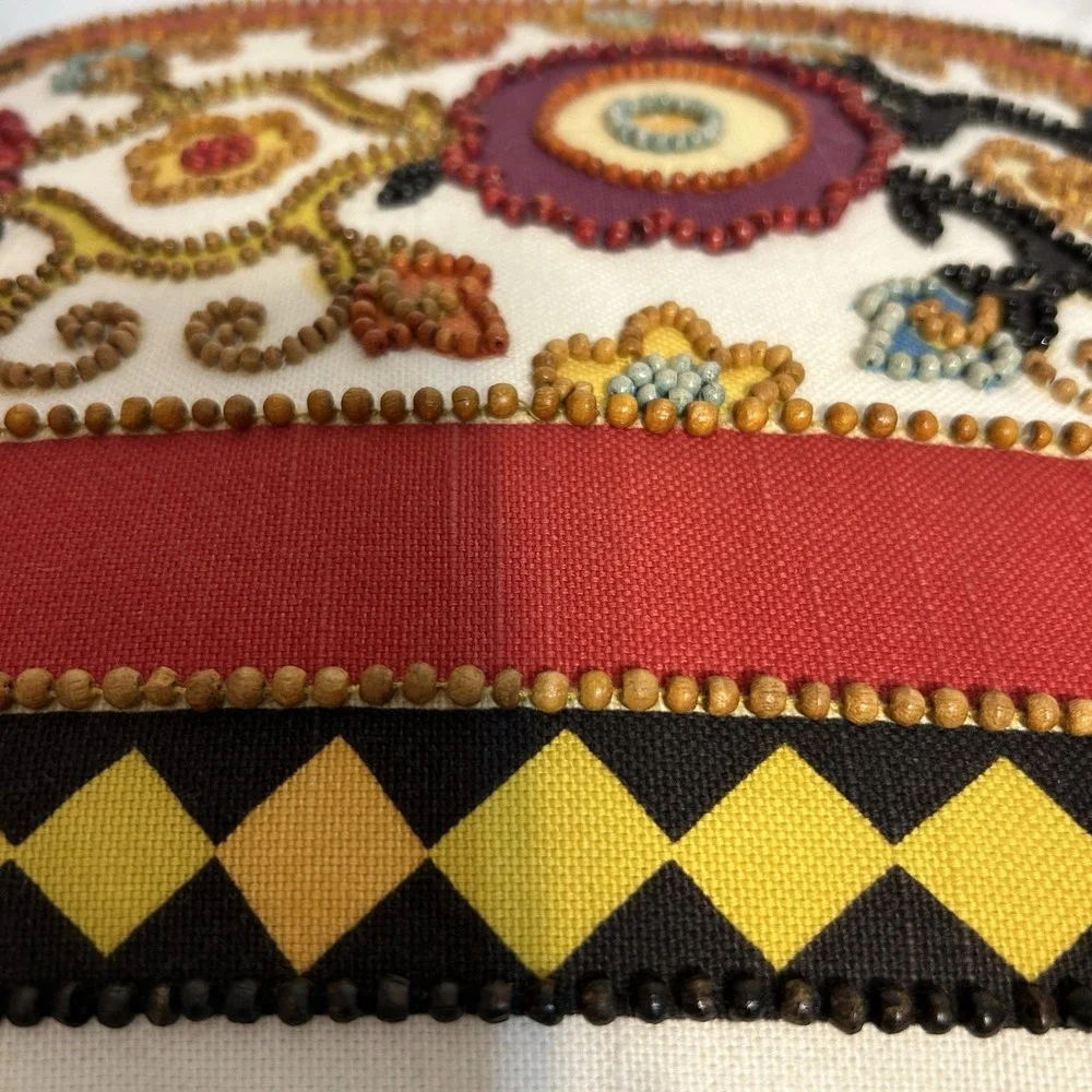 Dransfield & Ross decorative Throw Pillow India/Elephant/Flower Beaded. Use cond